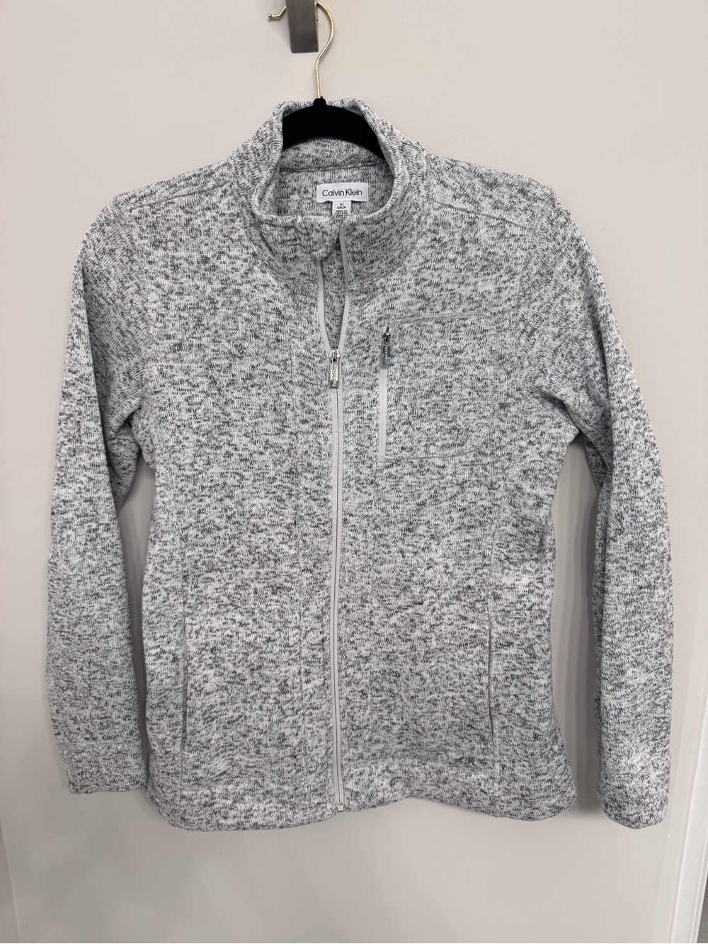 Calvin Klein Women’s Heather Light Gray Zip-Up Sweater Jacket